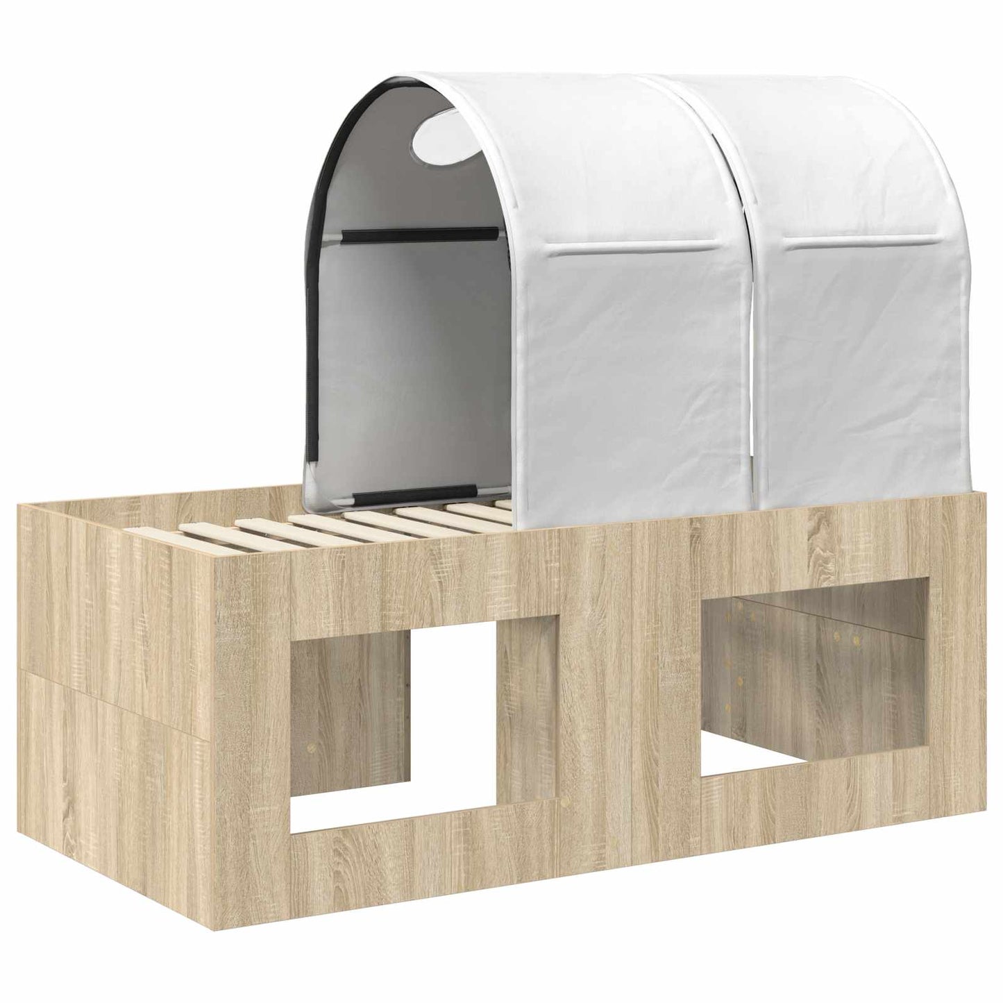 Bed with Tunnel 3 pcs Sonoma Oak and White Engineered Wood