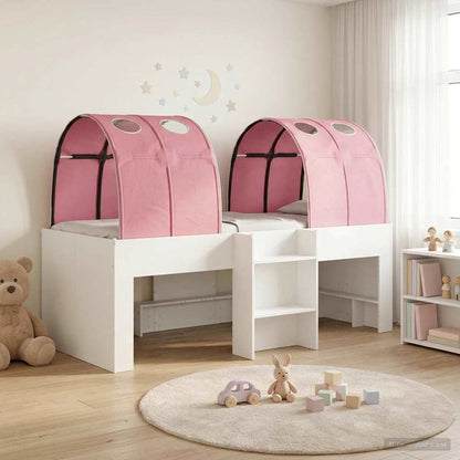 Bed with Tunnel 3 pcs White and Pink Engineered Wood