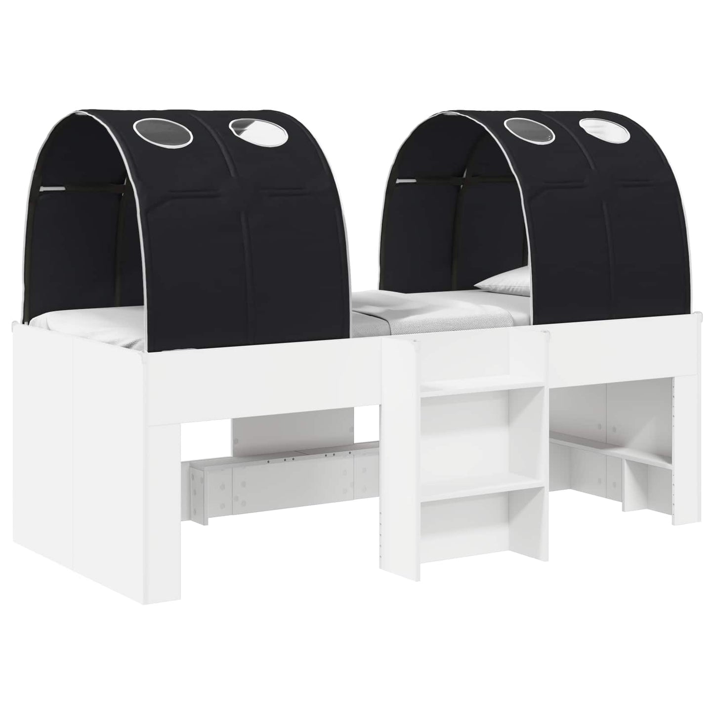 Bed with Tunnel 3 pcs White and Black Engineered Wood