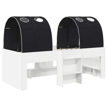 Bed with Tunnel 3 pcs White and Black Engineered Wood