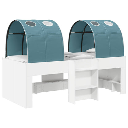 Kids'High Bed Frame with Tunnel 3 pcs White and Light Blue
