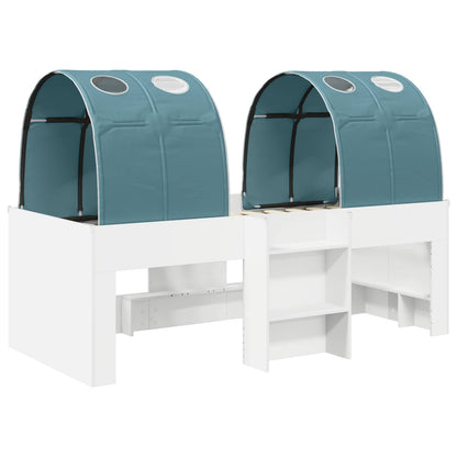 Kids'High Bed Frame with Tunnel 3 pcs White and Light Blue