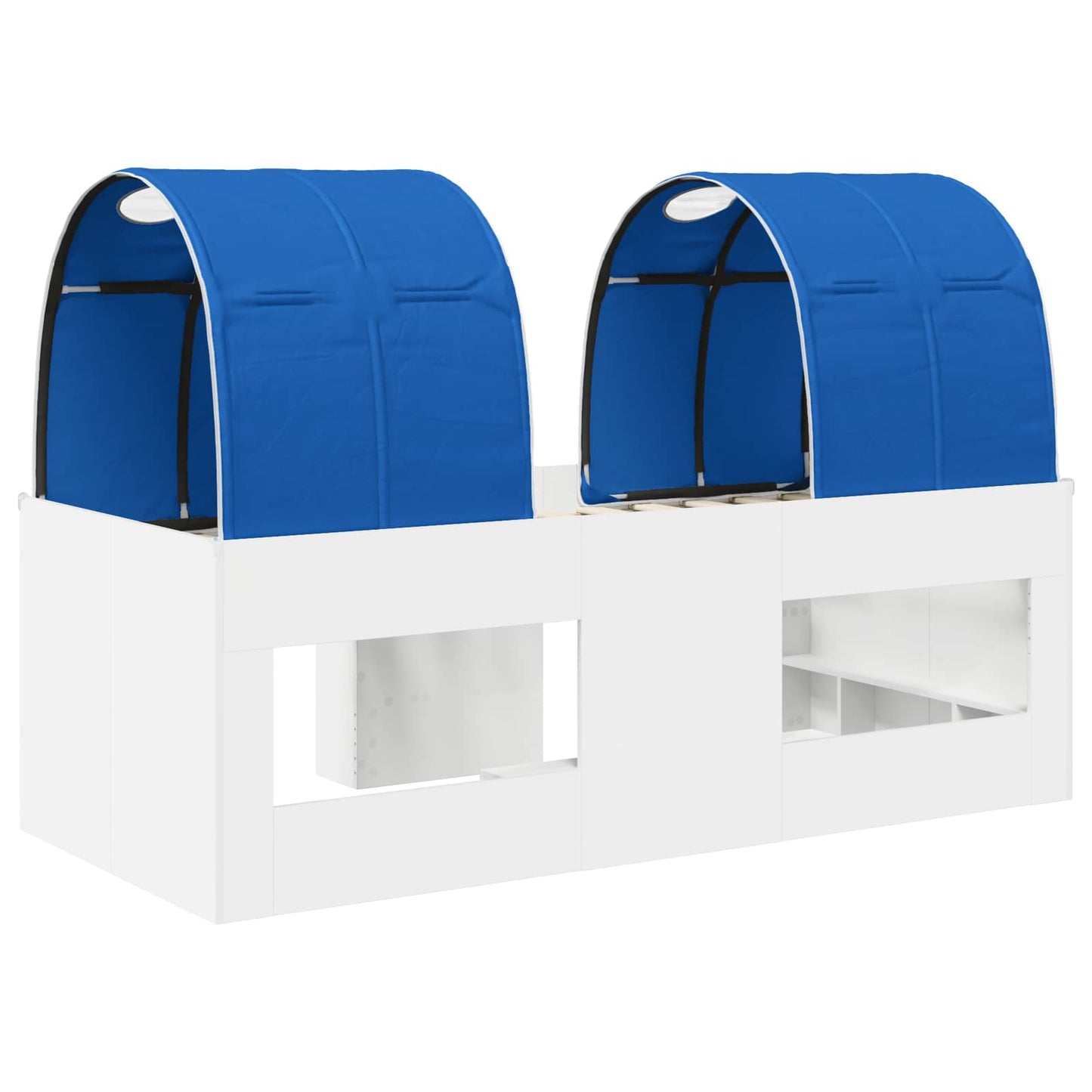 Kids'High Bed Frame with Tunnel 3 pcs White and Blue