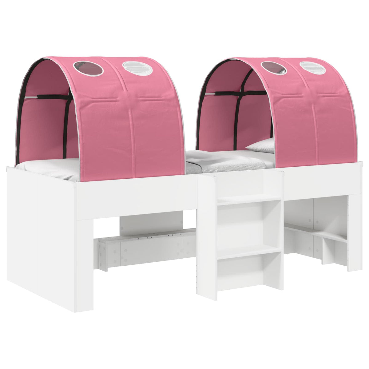 Kids'High Bed Frame with Tunnel 3 pcs White and Pink