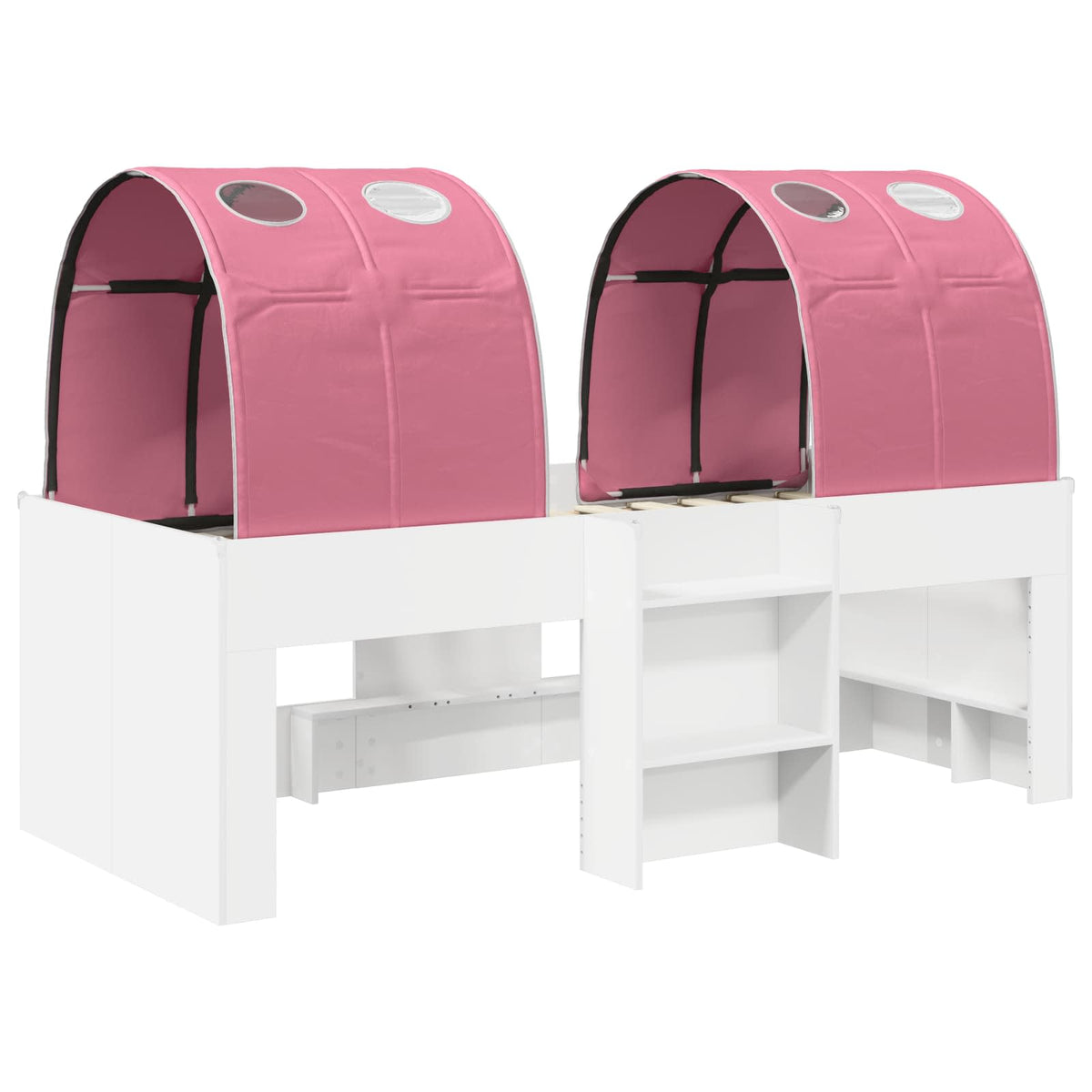 Kids'High Bed Frame with Tunnel 3 pcs White and Pink
