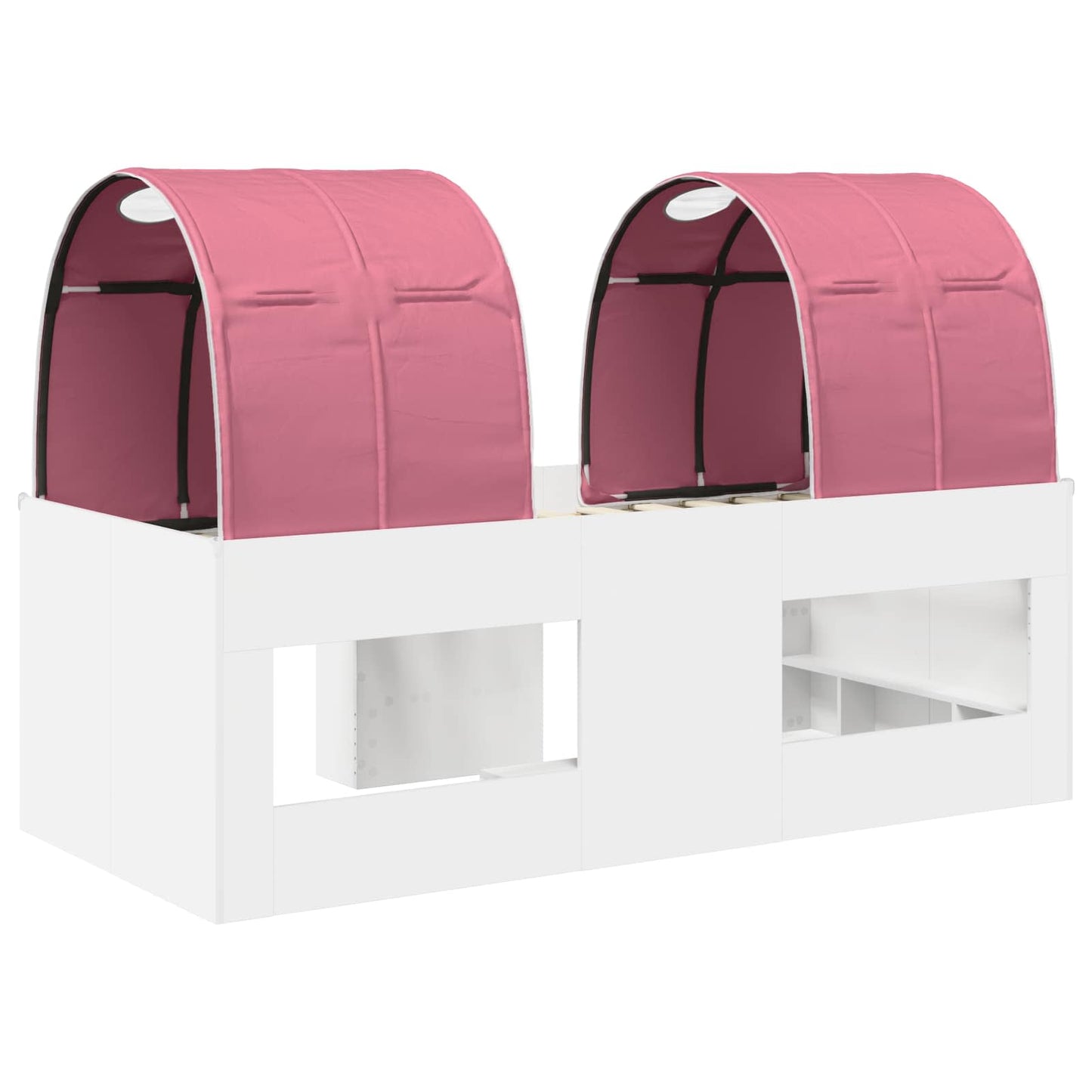 Kids'High Bed Frame with Tunnel 3 pcs White and Pink