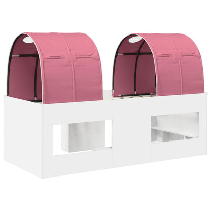 Kids'High Bed Frame with Tunnel 3 pcs White and Pink