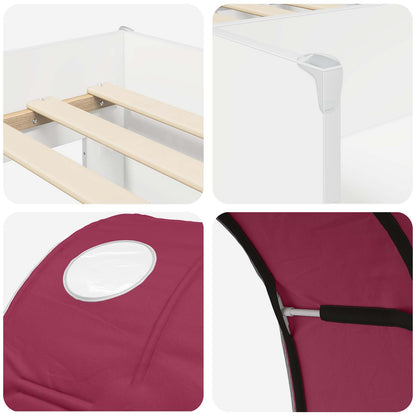 Kids'High Bed Frame with Tunnel 3 pcs White and Red