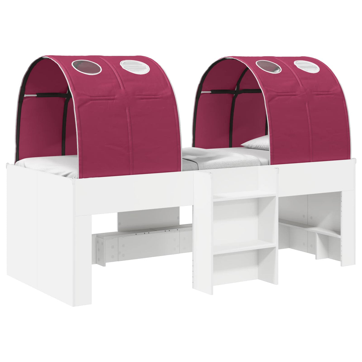 Kids'High Bed Frame with Tunnel 3 pcs White and Red