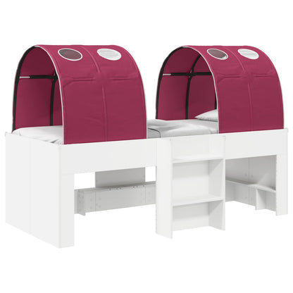 Kids'High Bed Frame with Tunnel 3 pcs White and Red