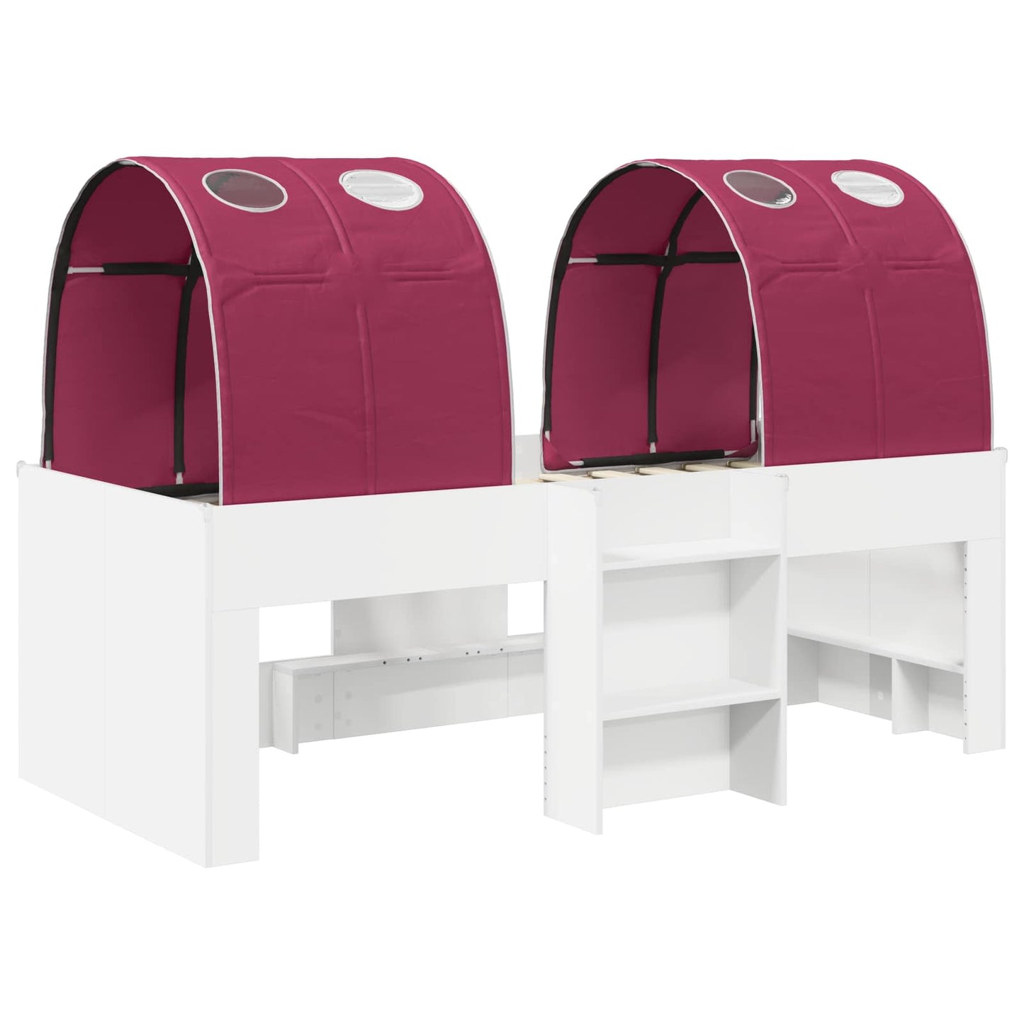 Kids'High Bed Frame with Tunnel 3 pcs White and Red
