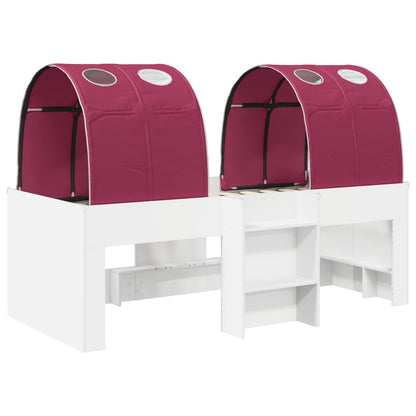 Kids'High Bed Frame with Tunnel 3 pcs White and Red