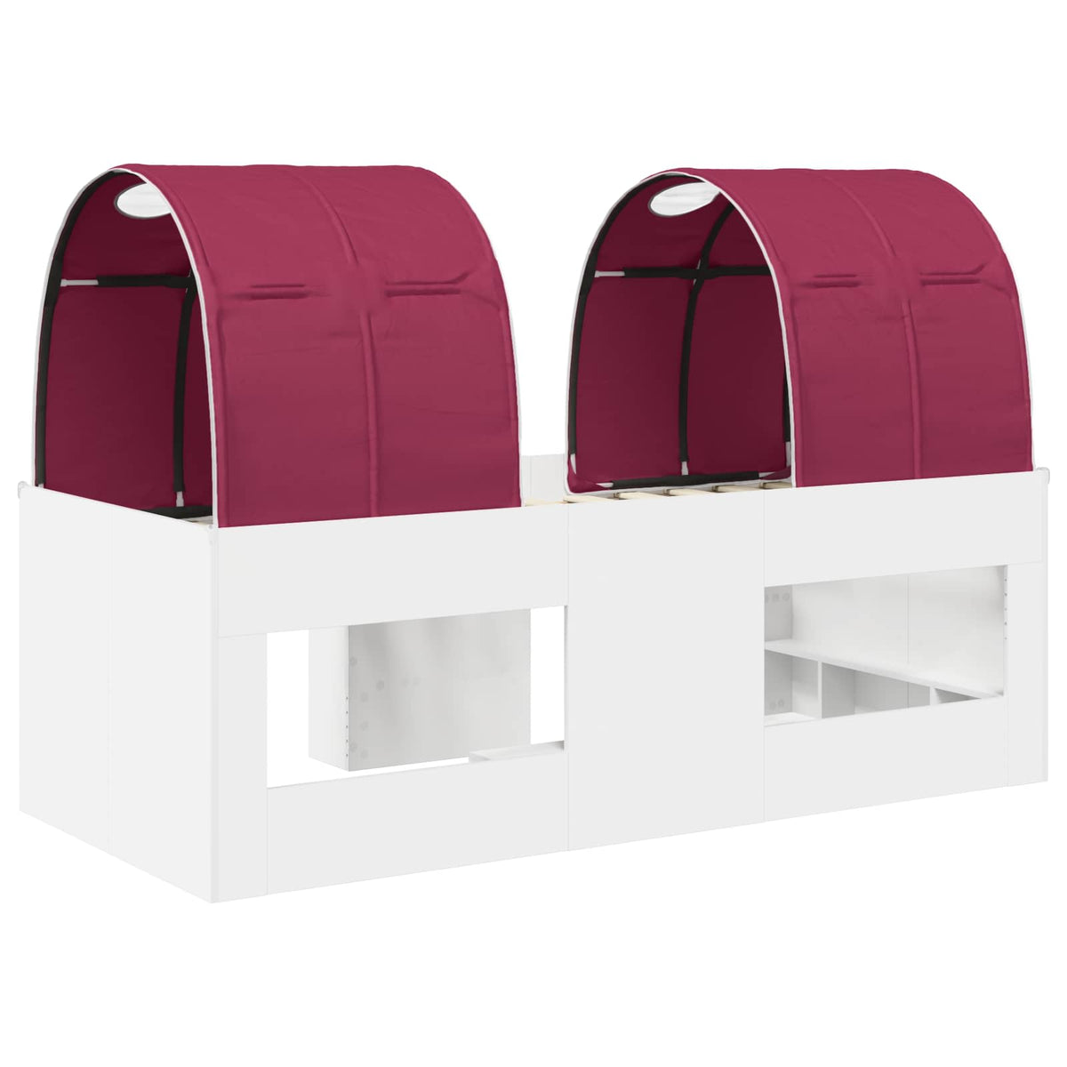 Kids'High Bed Frame with Tunnel 3 pcs White and Red