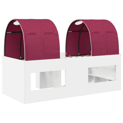Kids'High Bed Frame with Tunnel 3 pcs White and Red