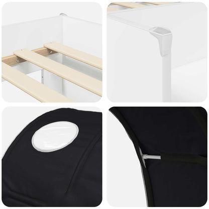 Kids'High Bed Frame with Tunnel 3 pcs White and Black