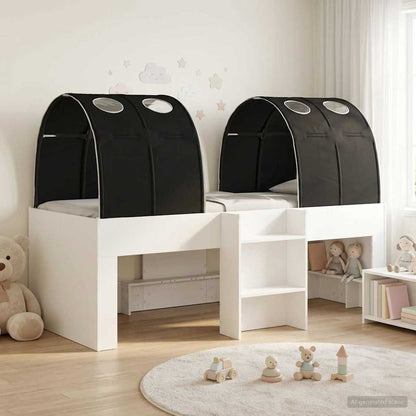 Kids'High Bed Frame with Tunnel 3 pcs White and Black