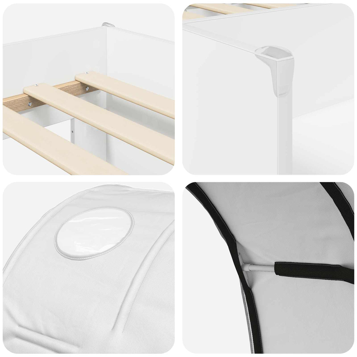 Kids'High Bed Frame with Tunnel 3 pcs White Engineered Wood