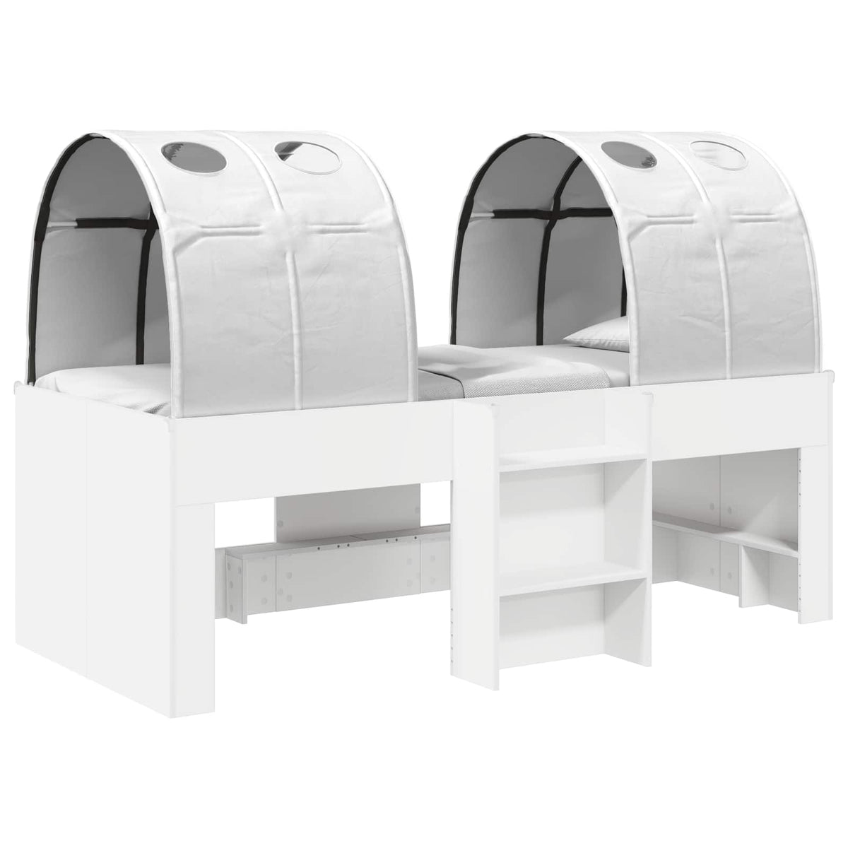 Kids'High Bed Frame with Tunnel 3 pcs White Engineered Wood