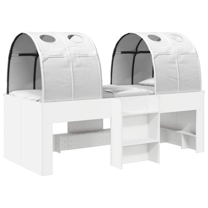 Kids'High Bed Frame with Tunnel 3 pcs White Engineered Wood