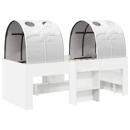 Kids'High Bed Frame with Tunnel 3 pcs White Engineered Wood