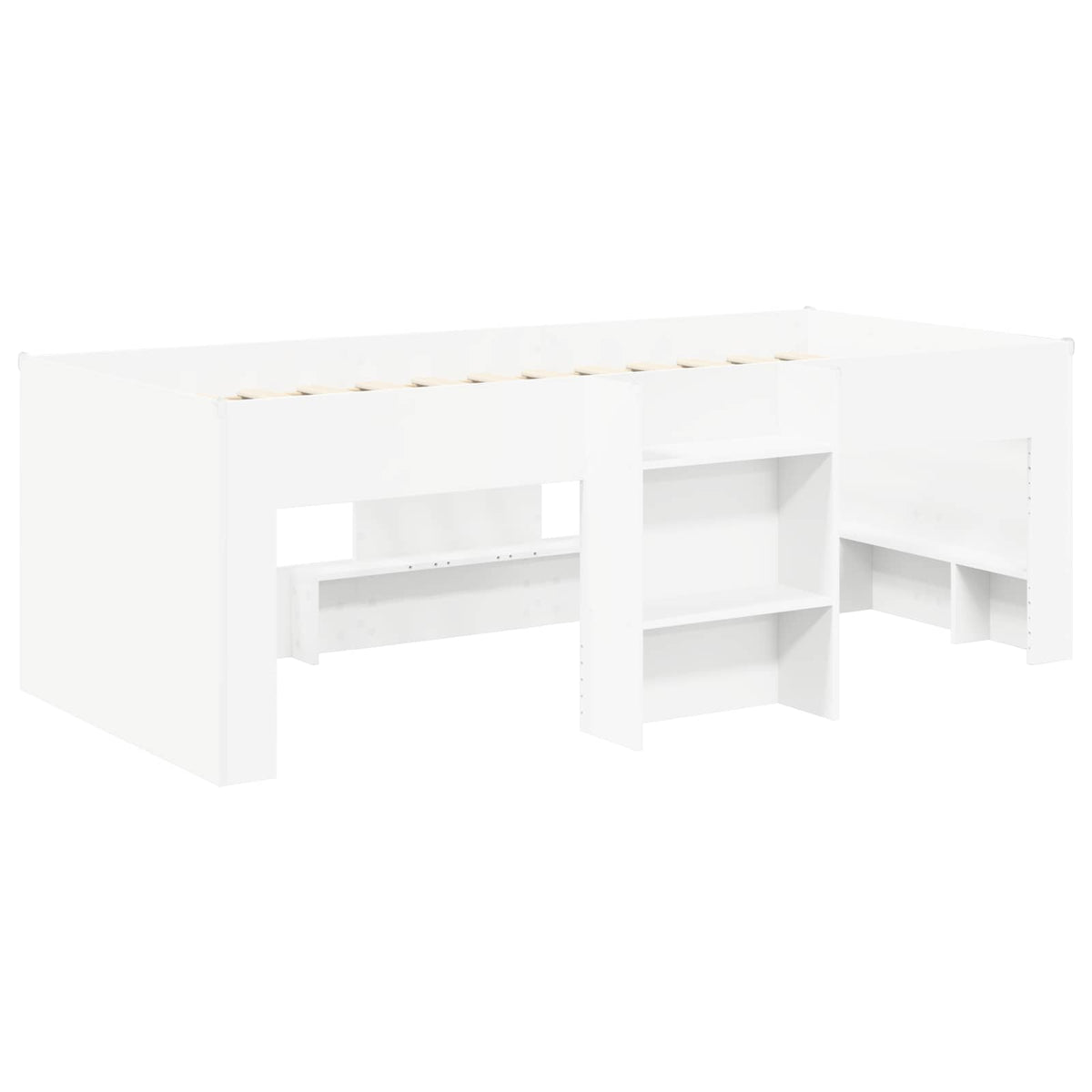 Kids'High Bed Frame with Tunnel 3 pcs White Engineered Wood