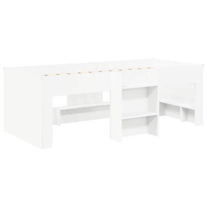 Kids'High Bed Frame with Tunnel 3 pcs White Engineered Wood