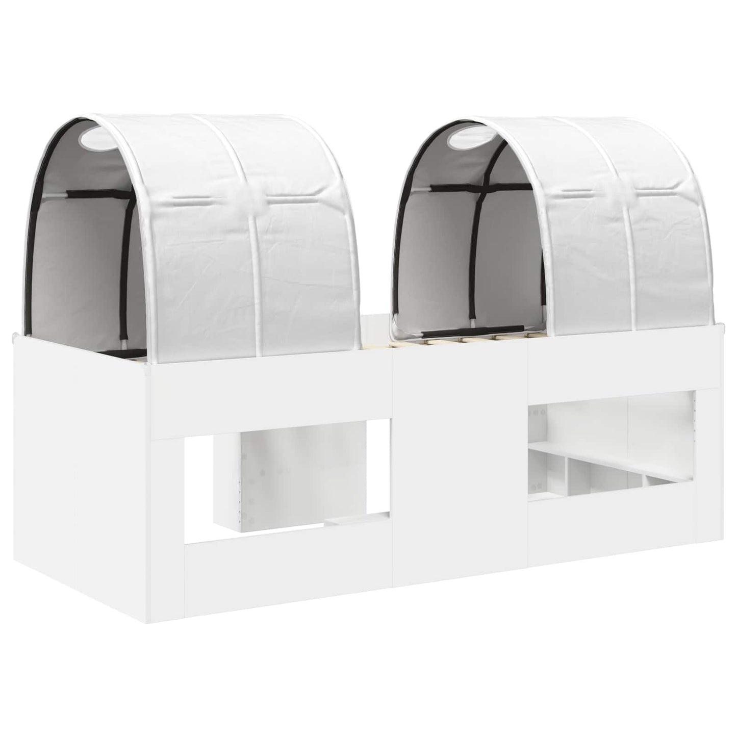 Kids'High Bed Frame with Tunnel 3 pcs White Engineered Wood