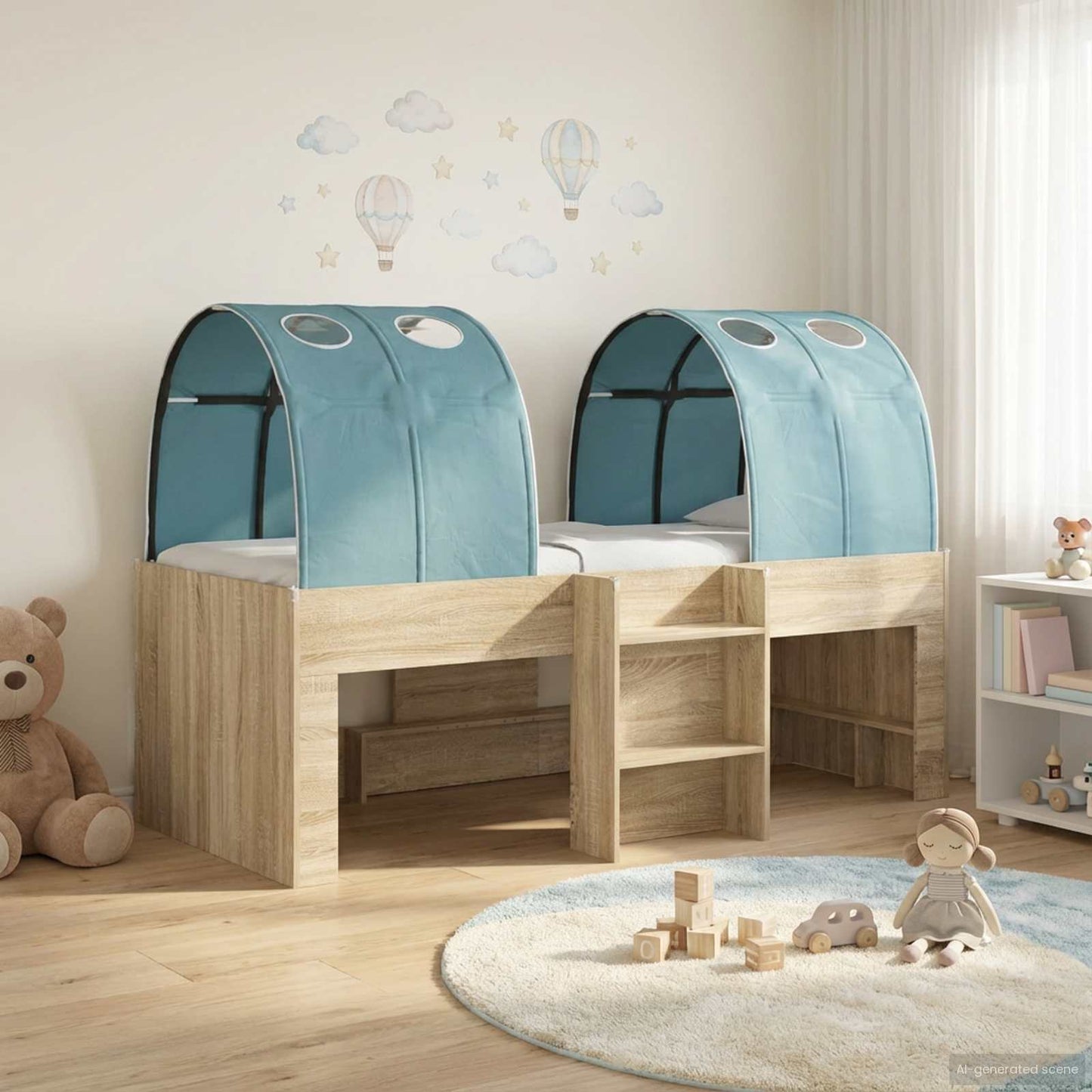 Kids'High Bed Frame with Tunnel 3 pcs Engineered Wood