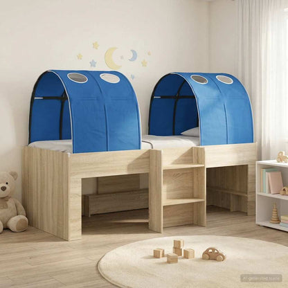 Kids'High Bed Frame with Tunnel 3 pcs Sonoma Oak and Blue