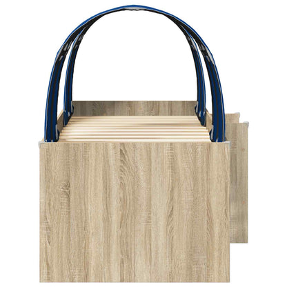 Kids'High Bed Frame with Tunnel 3 pcs Sonoma Oak and Blue