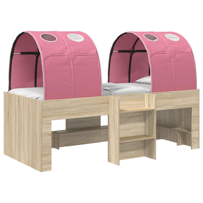 Kids'High Bed Frame with Tunnel Sonoma Oak and Pink