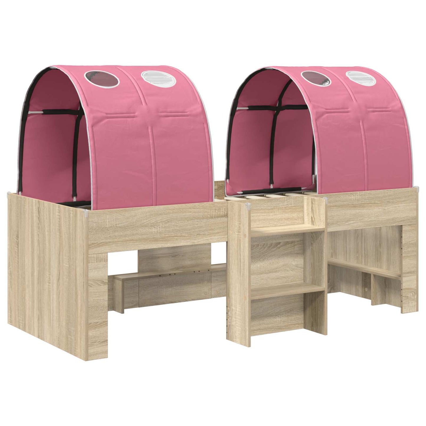 Kids'High Bed Frame with Tunnel Sonoma Oak and Pink