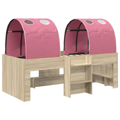 Kids'High Bed Frame with Tunnel Sonoma Oak and Pink