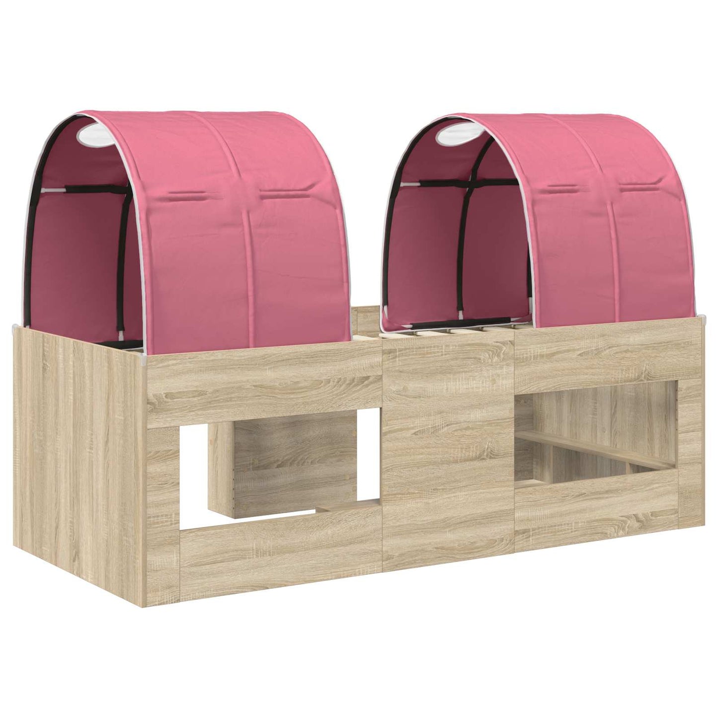 Kids'High Bed Frame with Tunnel Sonoma Oak and Pink