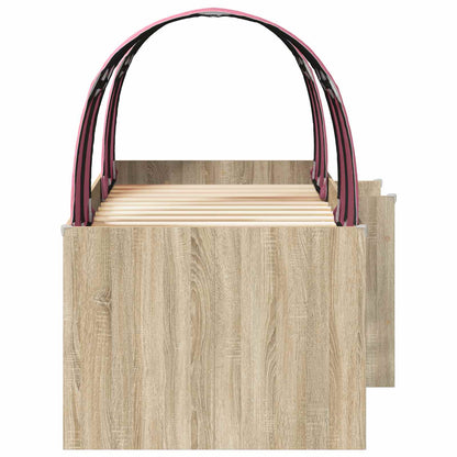 Kids'High Bed Frame with Tunnel Sonoma Oak and Pink