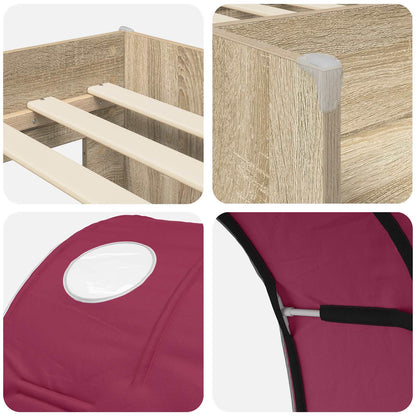 Kids'High Bed Frame with Tunnel 3 pcs Sonoma Oak and Red