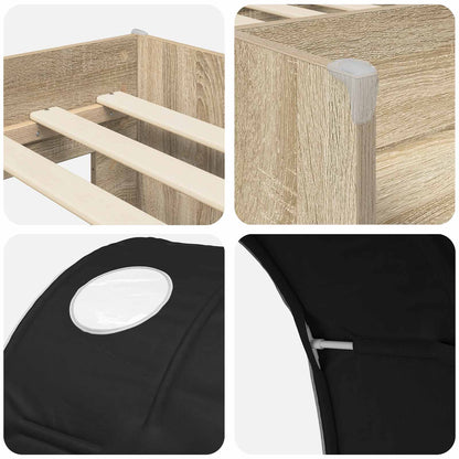 Kids'High Bed Frame with Tunnel 3 pcs Sonoma Oak and Black