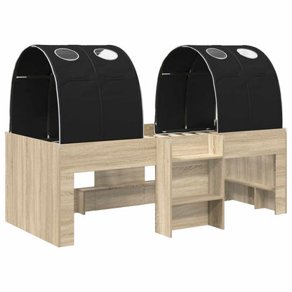 Kids'High Bed Frame with Tunnel 3 pcs Sonoma Oak and Black