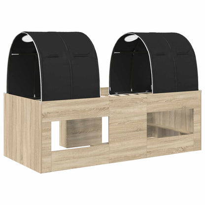 Kids'High Bed Frame with Tunnel 3 pcs Sonoma Oak and Black