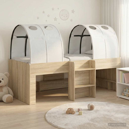 Kids'High Bed Frame with Tunnel 3 pcs Sonoma Oak and white