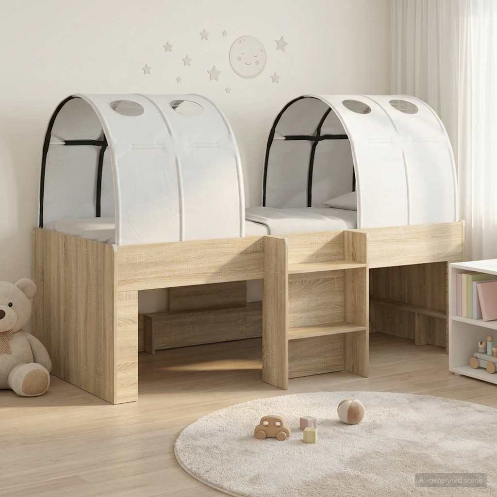 Kids'High Bed Frame with Tunnel 3 pcs Sonoma Oak and white