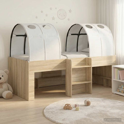 Kids'High Bed Frame with Tunnel 3 pcs Sonoma Oak and white