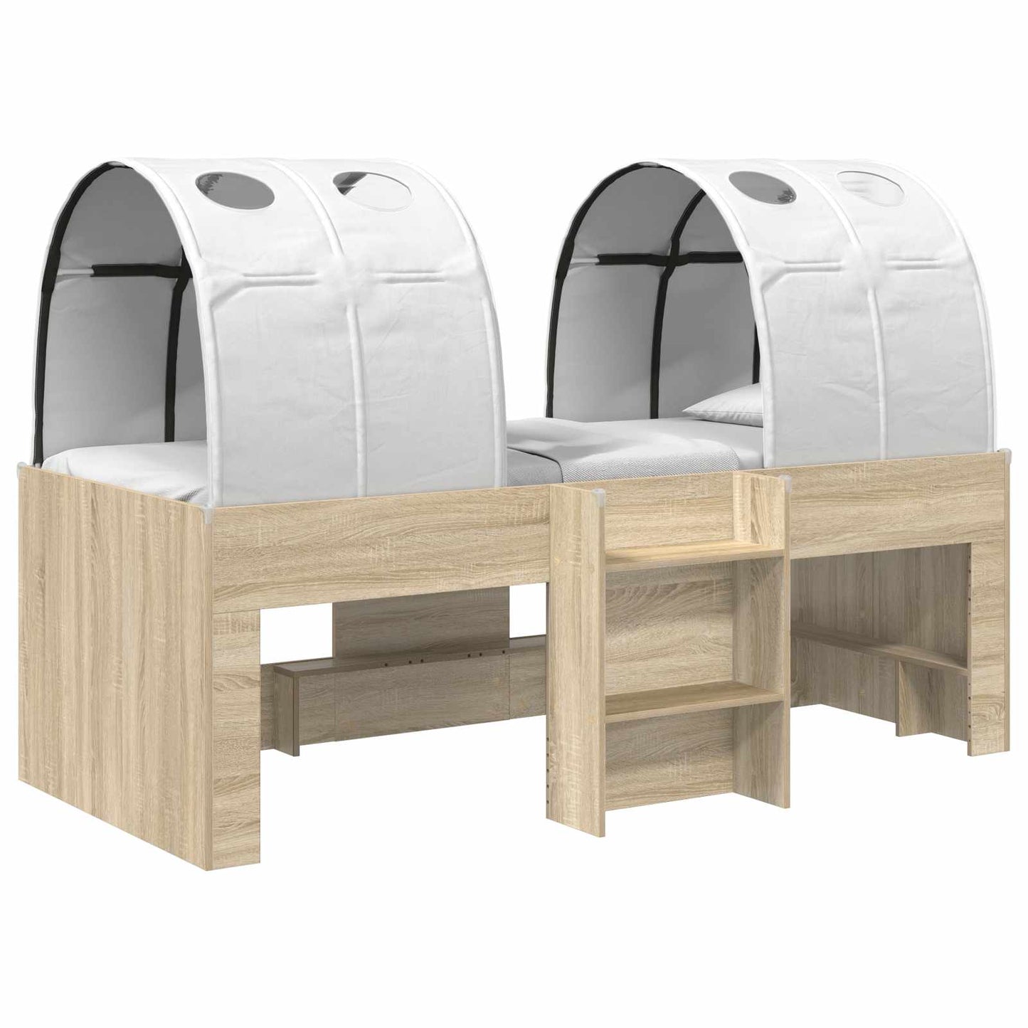Kids'High Bed Frame with Tunnel 3 pcs Sonoma Oak and white