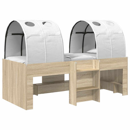 Kids'High Bed Frame with Tunnel 3 pcs Sonoma Oak and white