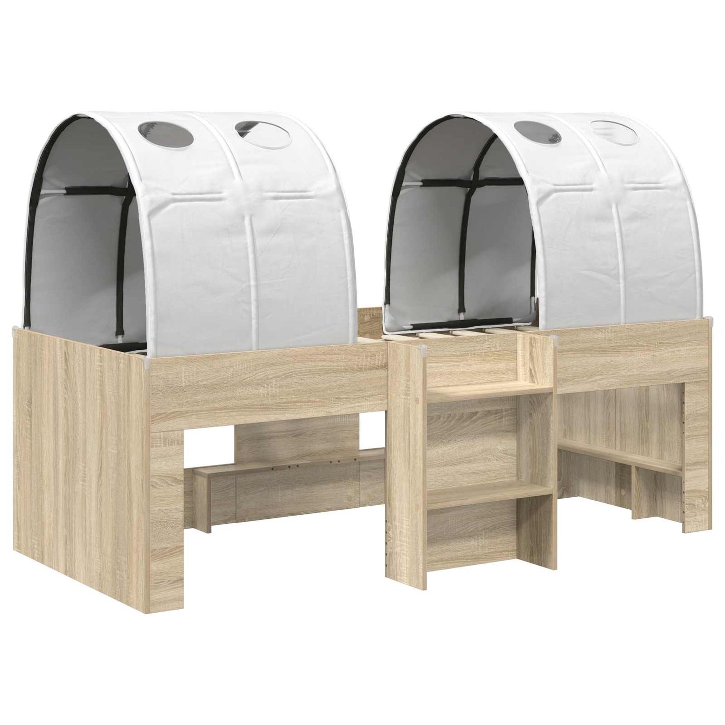 Kids'High Bed Frame with Tunnel 3 pcs Sonoma Oak and white