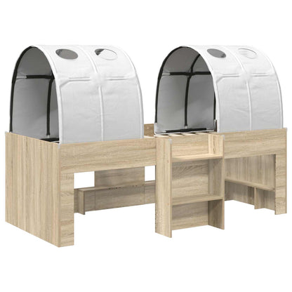 Kids'High Bed Frame with Tunnel 3 pcs Sonoma Oak and white