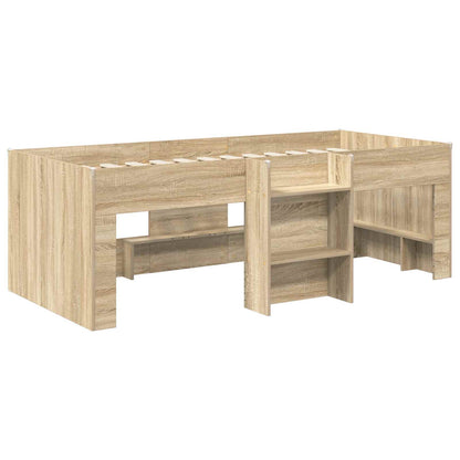 Kids'High Bed Frame with Tunnel 3 pcs Sonoma Oak and white