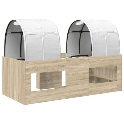 Kids'High Bed Frame with Tunnel 3 pcs Sonoma Oak and white