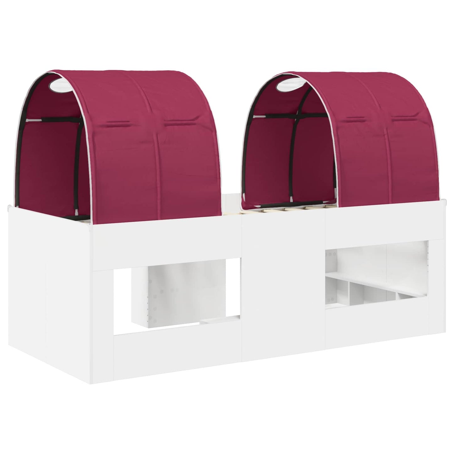 Bed with Tunnel 3 pcs White and Red Engineered Wood