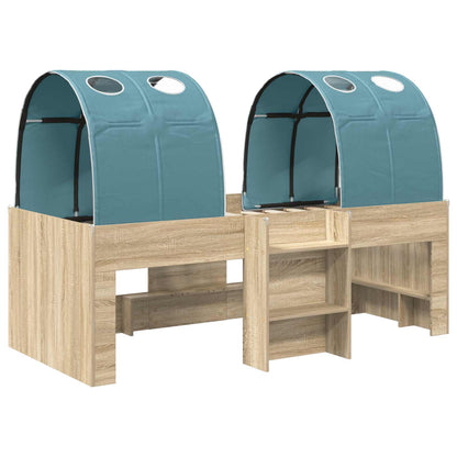 Bed with Tunnel 3 pcs Sonoma Oak and Light Blue Engineered Wood